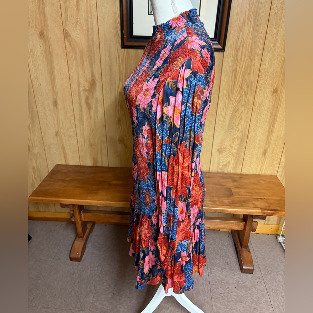 NWT Farm Rio Garden Navy Smocked Mini Dress Size M - Picture 8 of 13